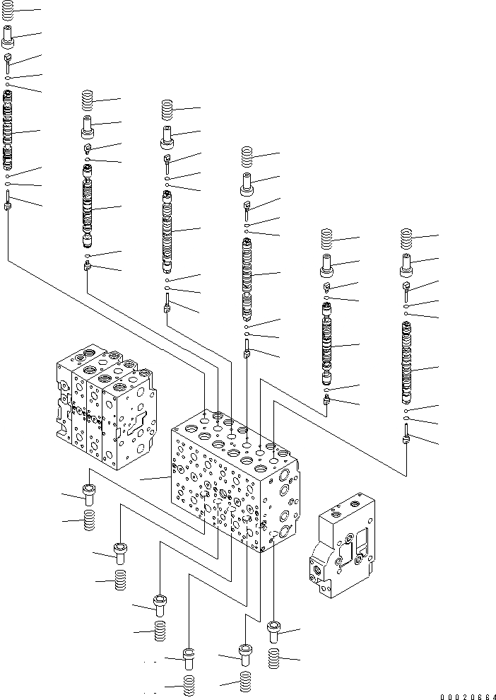 Схема запчастей Komatsu PC400LC-7E0 - ОСНОВН. КЛАПАН (-АКТУАТОР) (/) ГИДРАВЛИКА