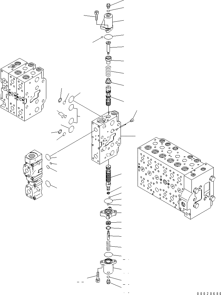 Схема запчастей Komatsu PC400LC-7E0 - ОСНОВН. КЛАПАН (-АКТУАТОР) (7/) ГИДРАВЛИКА