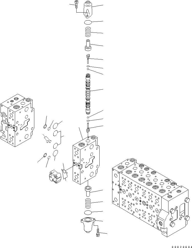 Схема запчастей Komatsu PC400LC-7E0 - ОСНОВН. КЛАПАН (-АКТУАТОР) (/) ГИДРАВЛИКА