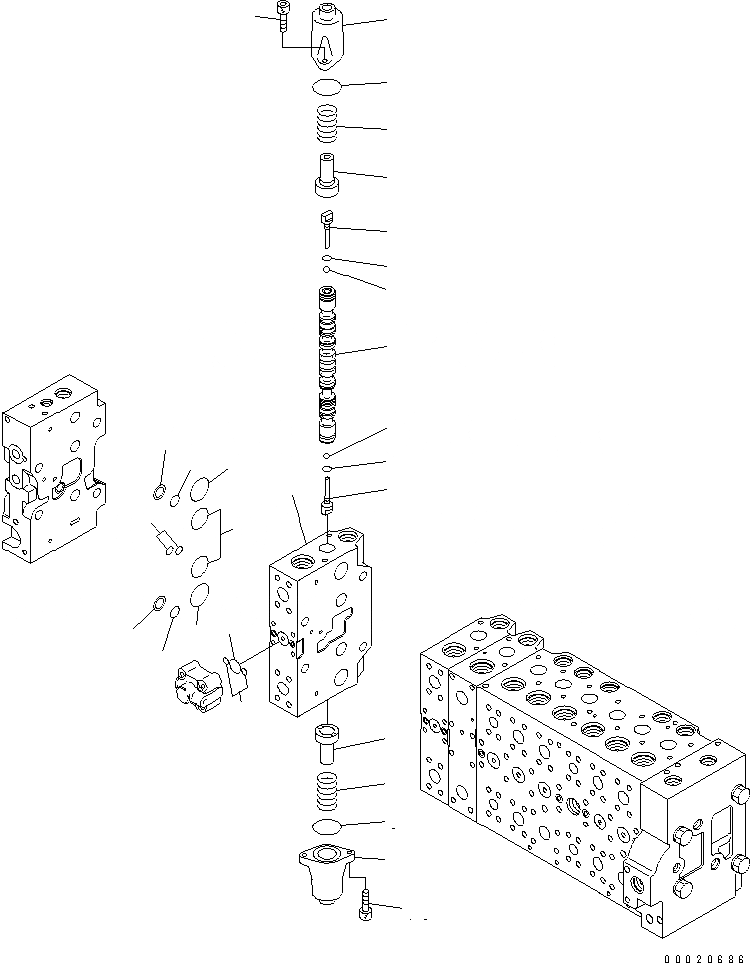 Схема запчастей Komatsu PC400LC-7E0 - ОСНОВН. КЛАПАН (-АКТУАТОР) (/) ГИДРАВЛИКА