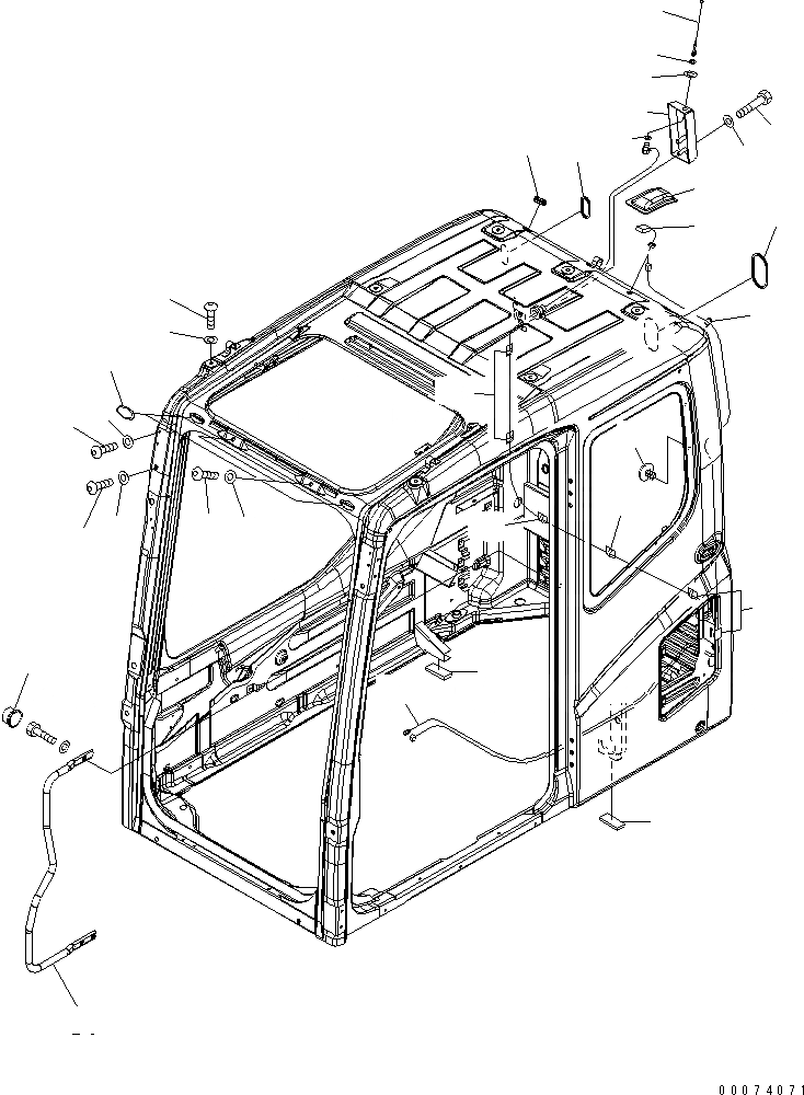 Схема запчастей Komatsu PC400LC-7E0 - КАБИНА (ЗАГЛУШКА БОЛТ И АНТЕННА) КАБИНА ОПЕРАТОРА И СИСТЕМА УПРАВЛЕНИЯ