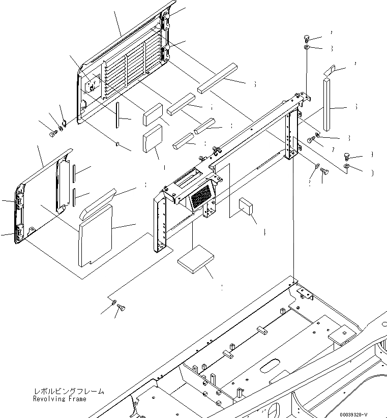 Схема запчастей Komatsu PC400LC-7E0 - КАБИНА (ПРАВ. ДВЕРЬ) (/) ЧАСТИ КОРПУСА