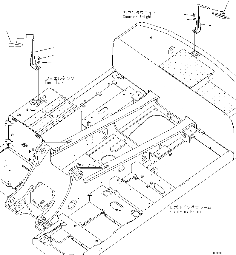 Схема запчастей Komatsu PC400LC-7E0 - ЗАДН. VIEW MIRROR ЧАСТИ КОРПУСА