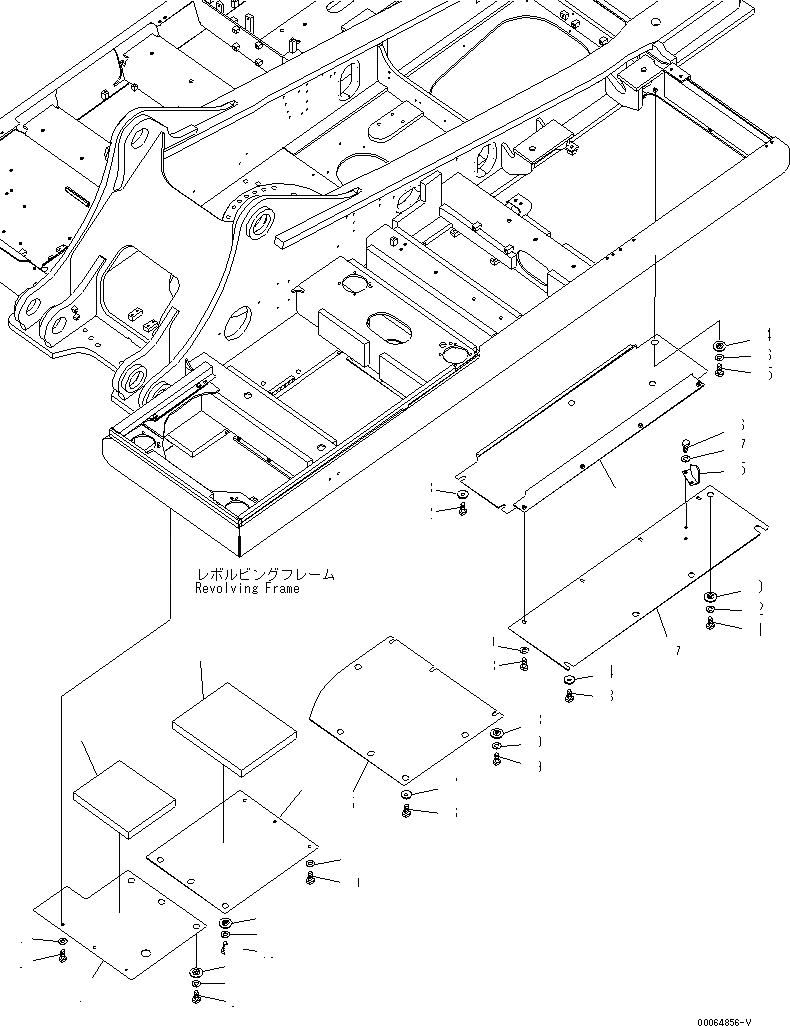 Схема запчастей Komatsu PC400LC-7E0 - РАМА НИЖН. КРЫШКА (ПРАВ. COVER) ЧАСТИ КОРПУСА