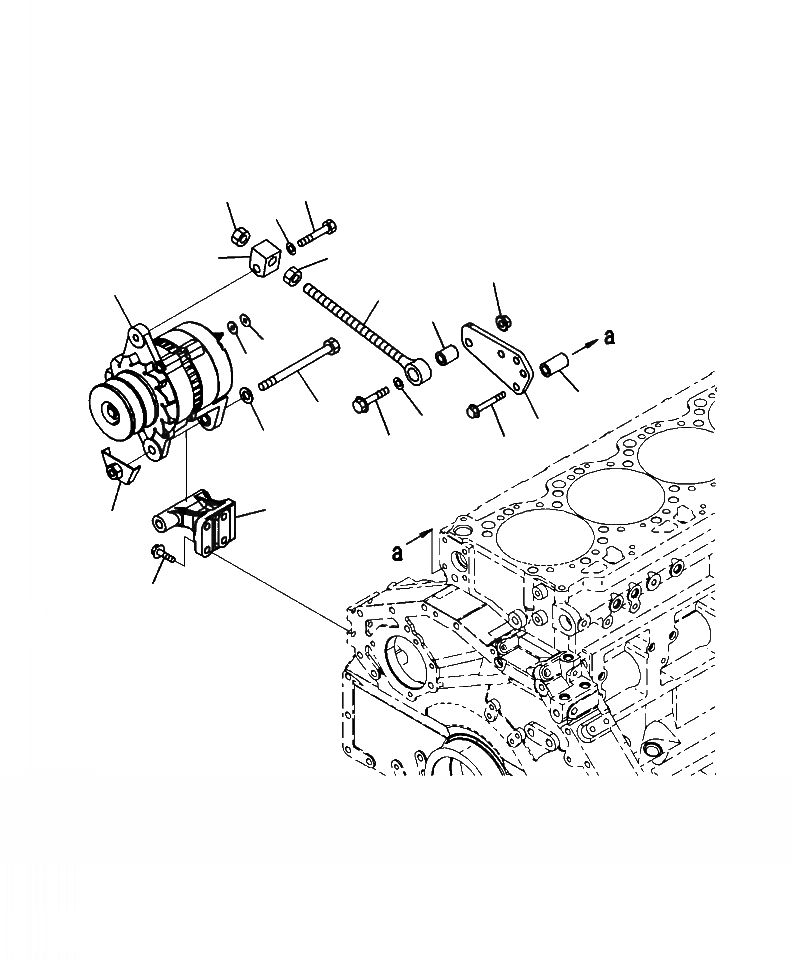 Схема запчастей Komatsu PC450LC-8 - A-AX ГЕНЕРАТОР И КРЕПЛЕНИЕ ДВИГАТЕЛЬ