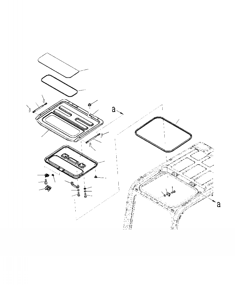 Схема запчастей Komatsu PC450LC-8 - K-A КАБИНА ОКНО В КРЫШЕ АНТИВАНДАЛЬН. OPERATOR\XD S ОБСТАНОВКА И СИСТЕМА УПРАВЛЕНИЯ