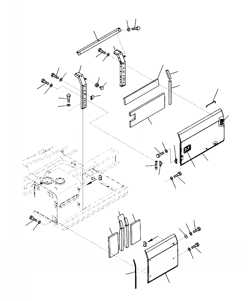 Схема запчастей Komatsu PC450LC-8 - M-A КАБИНА ЛЕВ. ДВЕРЬ ЧАСТИ КОРПУСА