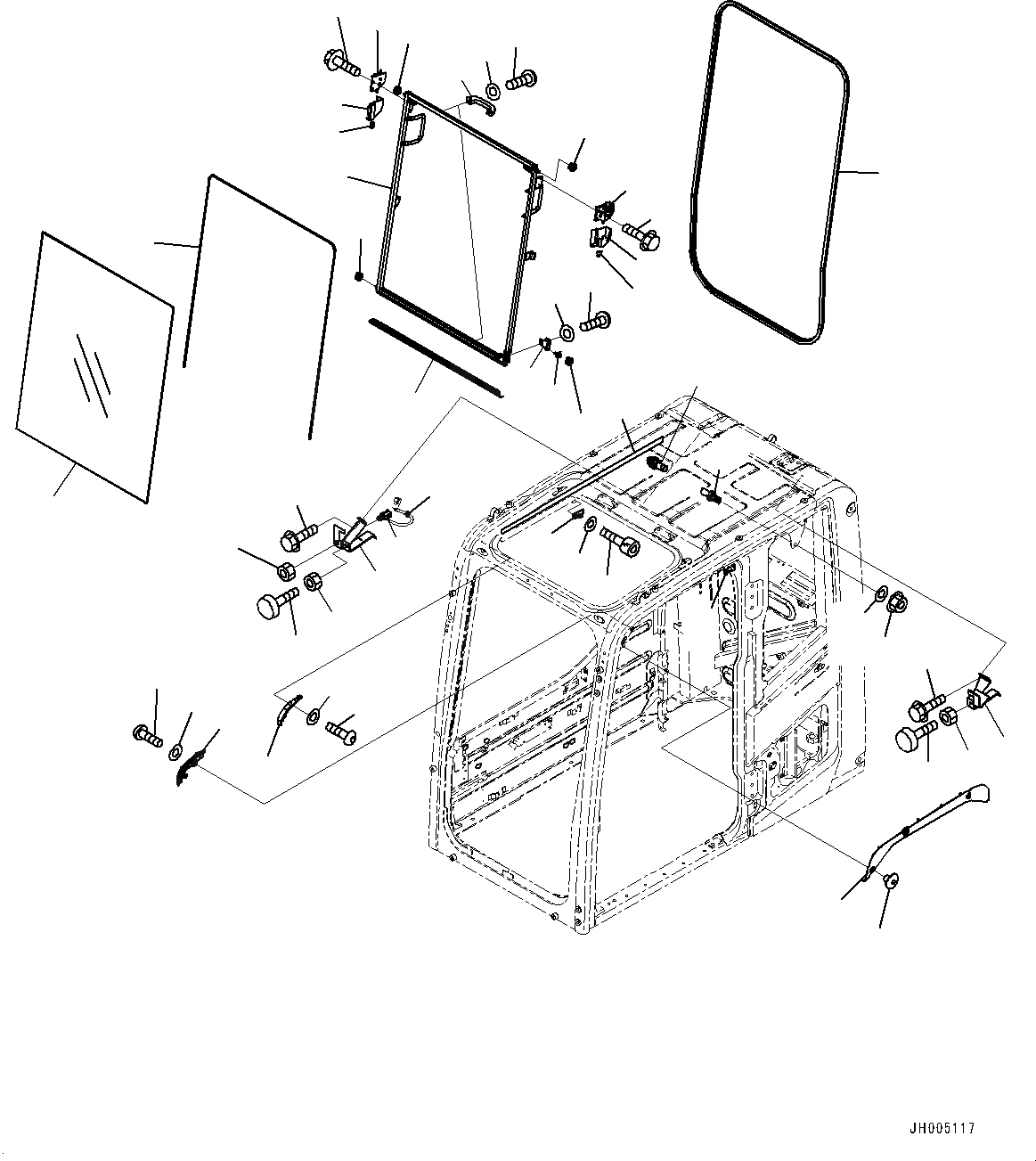 Схема запчастей Komatsu PC490-10 - КАБИНА ASSEMBLY, ПЕРЕДН. ОКНА КАБИНА ASSEMBLY