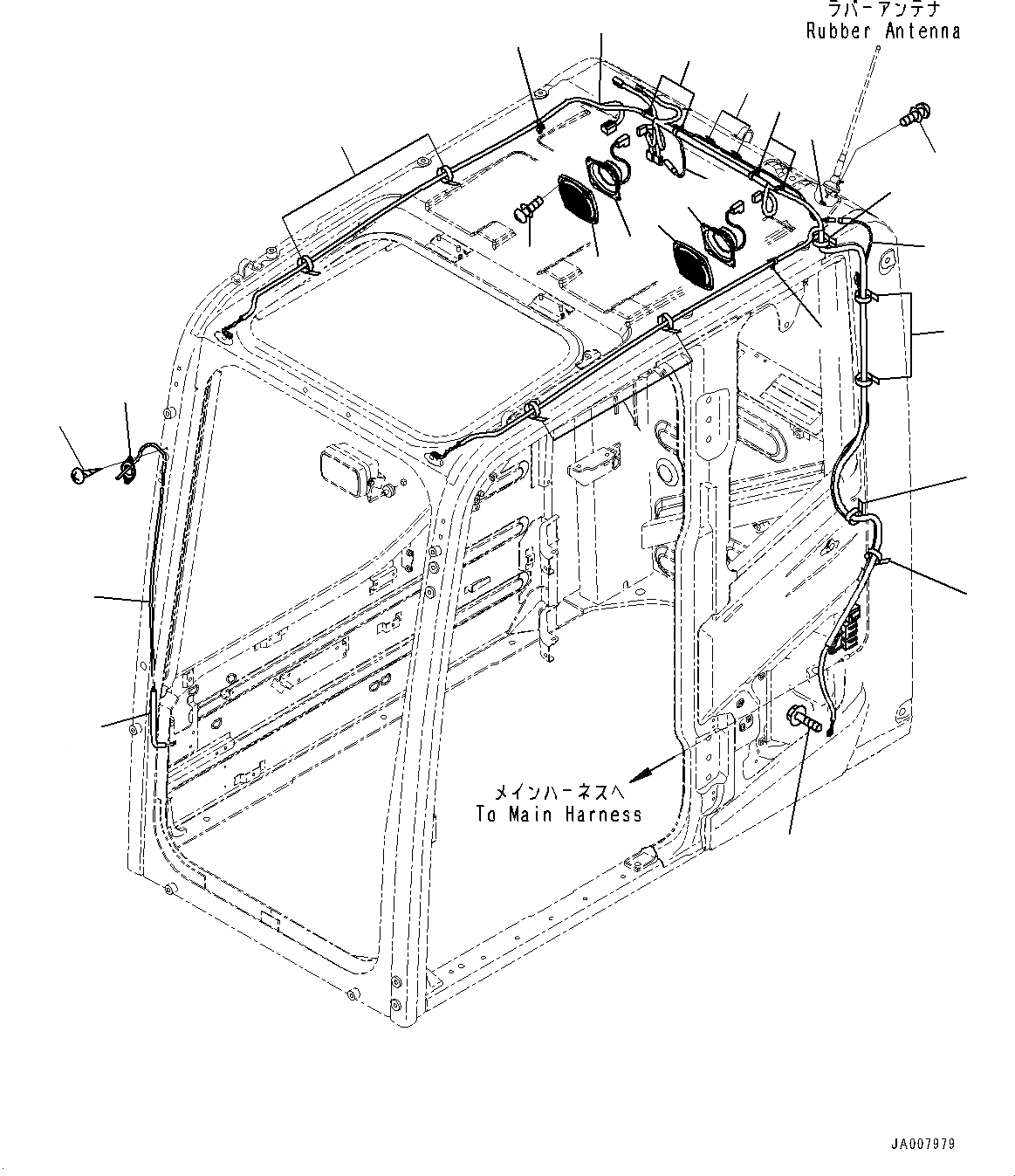 Схема запчастей Komatsu PC490-10 - КАБИНА ASSEMBLY, ГРОМКОГОВОРИТ. И ОМЫВАТЕЛЬ СТЕКЛА КАБИНА ASSEMBLY