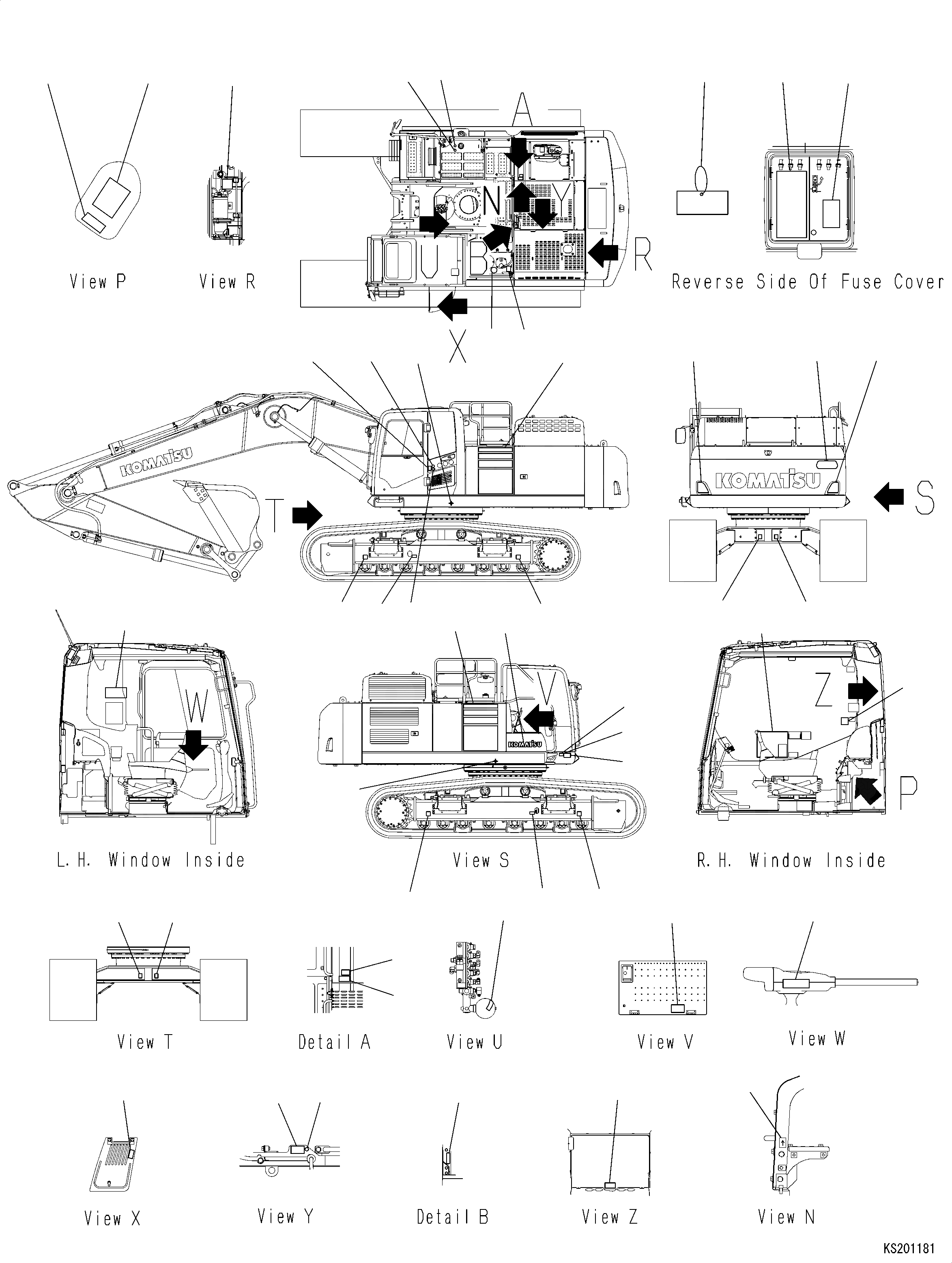 Схема запчастей Komatsu PC490-10 - MARKS И ТАБЛИЧКИS, АНГЛ., KUK, STD MARKS И ТАБЛИЧКИS, АНГЛ., KUK, STD