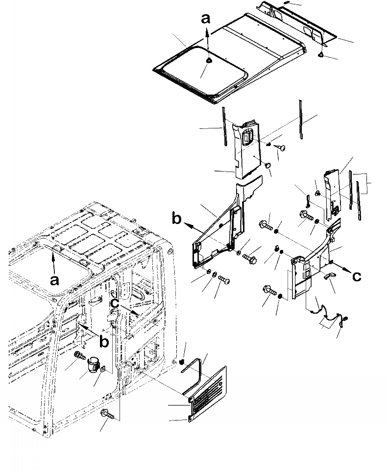 Схема запчастей Komatsu PC490LC-10 - K-A КАБИНА КРЫША И БОКОВ. КРЫШКАS OPERATORS ОБСТАНОВКА И СИСТЕМА УПРАВЛЕНИЯ