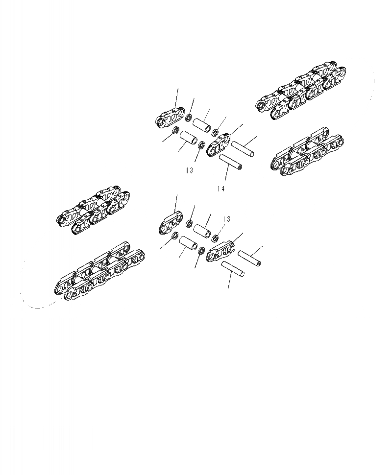 Схема запчастей Komatsu PC490LC-10 - R- ГУСЕН. ЦЕПЬ ASSEMBLY ПОДАЮЩ. ONLY НИЖН.CARRIAGE