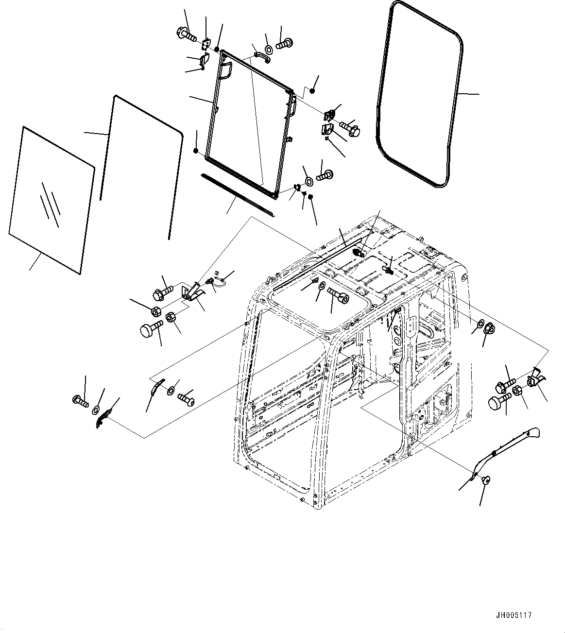 Схема запчастей Komatsu PC490LC-10 - КАБИНА ASSEMBLY, ПЕРЕДН. ОКНА КАБИНА ASSEMBLY