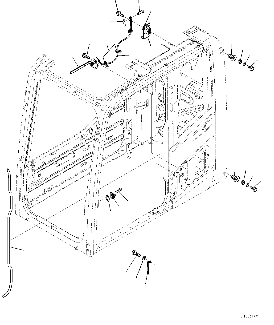 Схема запчастей Komatsu PC490LC-10 - КАБИНА ASSEMBLY, ФИКСАТОР ОТКРЫТИЯ И БЛОК ДВЕРИ КАБИНА ASSEMBLY