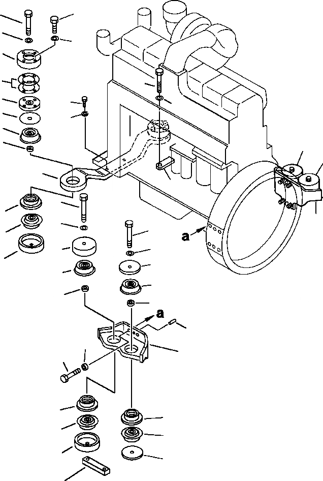 Схема запчастей Komatsu PC650-3 & PC650LC-3 - КРЕПЛЕНИЕ ДВИГАТЕЛЯ КОМПОНЕНТЫ ДВИГАТЕЛЯ & ЭЛЕКТРИКА