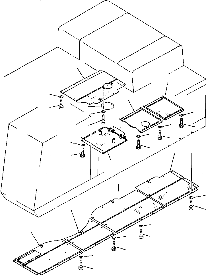 Схема запчастей Komatsu PC650-3 & PC650LC-3 - НИЖН. КРЫШКАS ЧАСТИ КОРПУСА