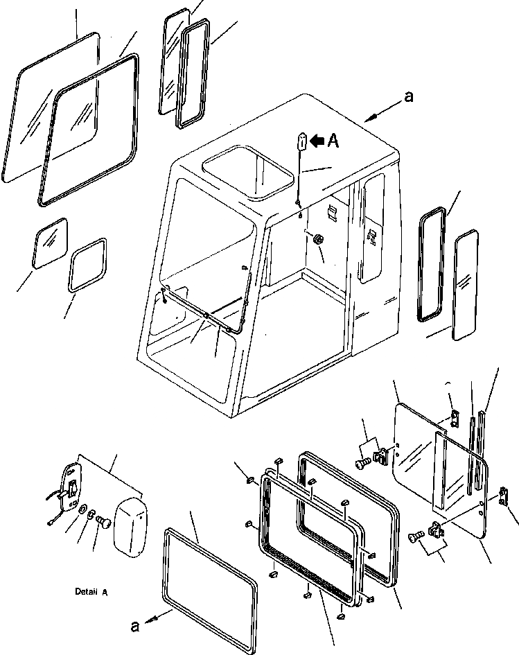 Схема запчастей Komatsu PC650-3 & PC650LC-3 - КАБИНА СТЕКЛА ЧАСТИ КОРПУСА