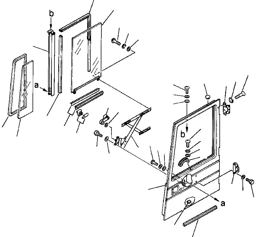 Схема запчастей Komatsu PC650-3 & PC650LC-3 - КАБИНА ДВЕРЬ СТЕКЛА ЧАСТИ КОРПУСА