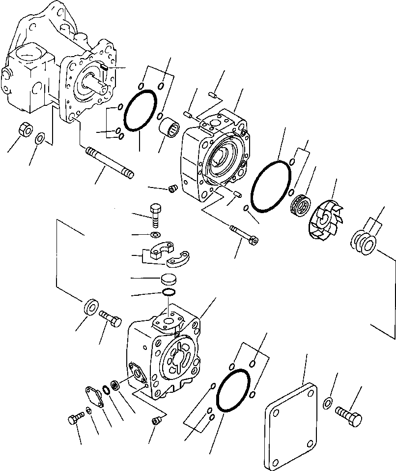 Схема запчастей Komatsu PC650-3 & PC650LC-3 - ПОВОРОТН. ГИДР. НАСОС. END КРЫШКАS УПРАВЛ-Е РАБОЧИМ ОБОРУДОВАНИЕМ