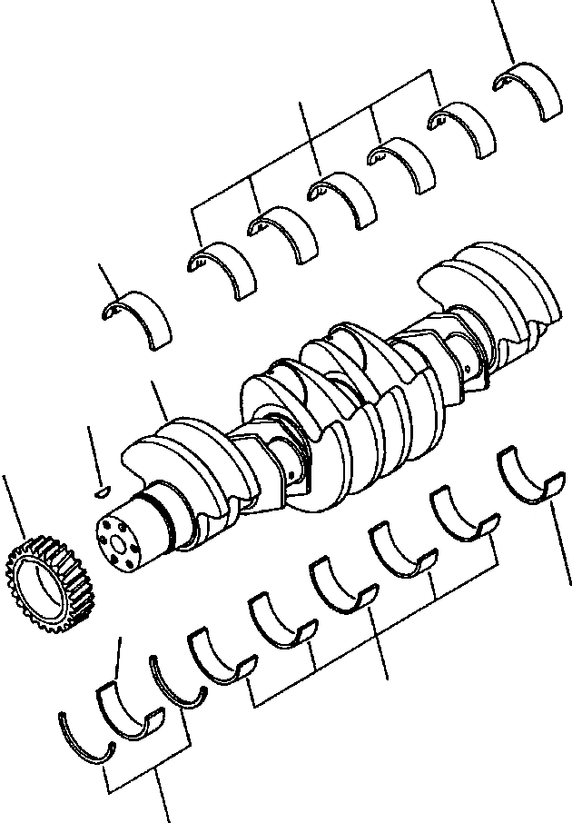 Схема запчастей Komatsu PC650-5 & PC650LC-5 - КОЛЕНВАЛ И ОСНОВН. ПОДШИПНИКS ДВИГАТЕЛЬ