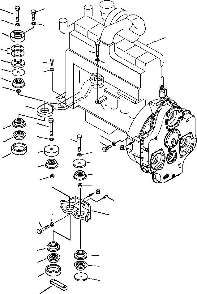 Схема запчастей Komatsu PC650-5 & PC650LC-5 - КРЕПЛЕНИЕ ДВИГАТЕЛЯ КОМПОНЕНТЫ ДВИГАТЕЛЯ