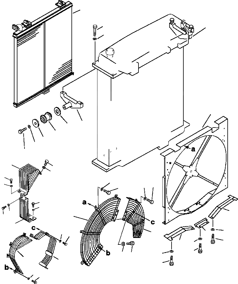 Схема запчастей Komatsu PC650-5 & PC650LC-5 - ОХЛАЖД-Е МАСЛООХЛАДИТЕЛЬ, КОРПУС И ЗАЩИТА ВЕНТИЛЯТОРАS СИСТЕМА ОХЛАЖДЕНИЯ