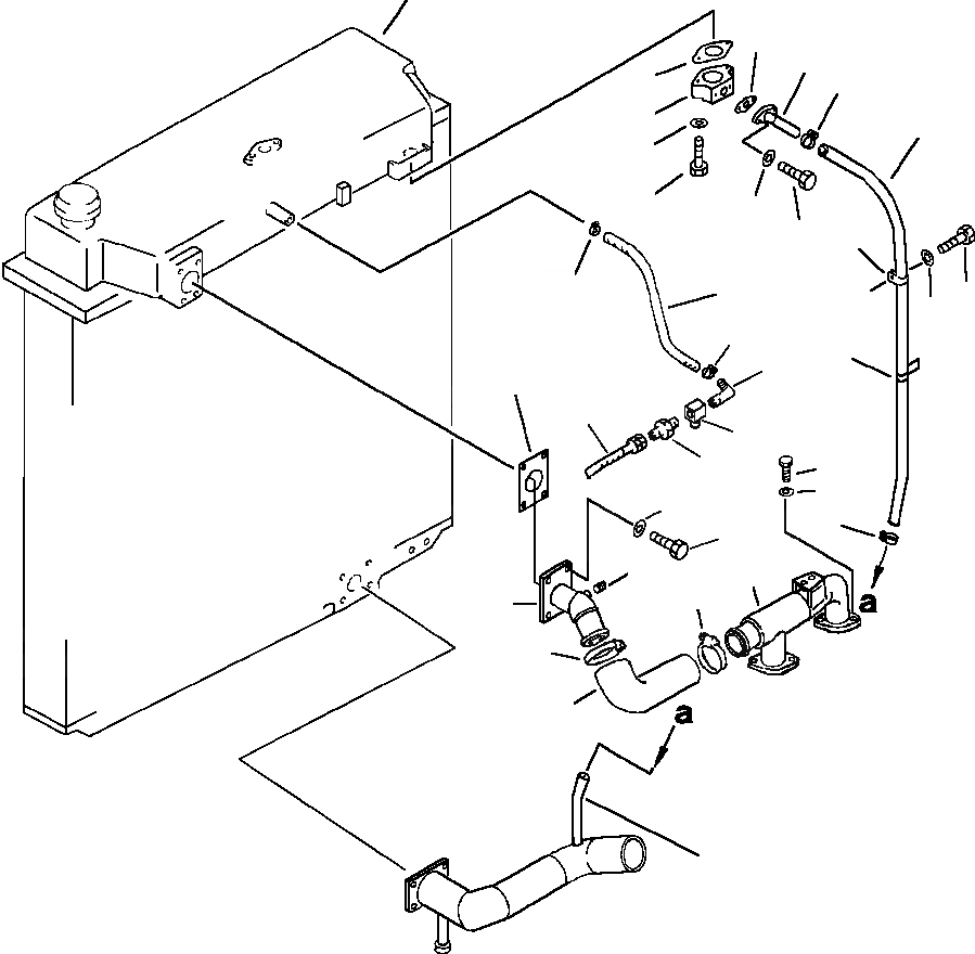 Схема запчастей Komatsu PC650-5 & PC650LC-5 - ВЕРХН. СИСТЕМА ТРУБ РАДИАТОРА СИСТЕМА ОХЛАЖДЕНИЯ