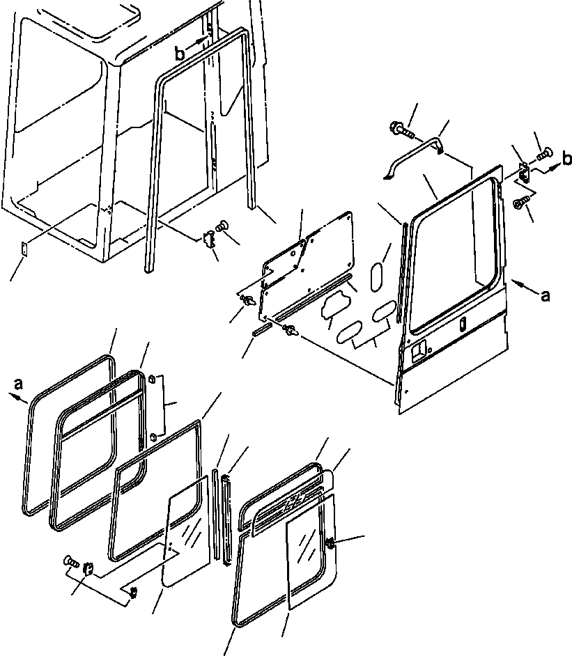 Схема запчастей Komatsu PC650-5 & PC650LC-5 - КАБИНА ДВЕРЬ КАБИНА ОПЕРАТОРА И СИСТЕМА УПРАВЛЕНИЯ