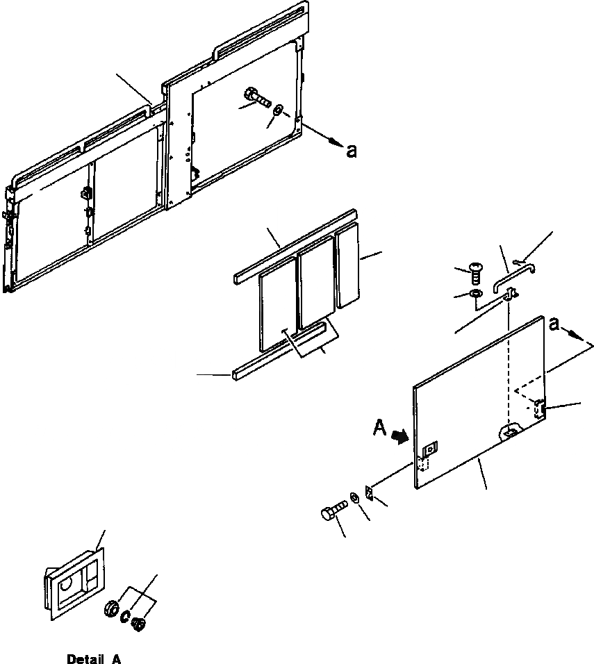 Схема запчастей Komatsu PC650-5 & PC650LC-5 - ЛЕВ. КРЫШКАЗАДН. ДВЕРЬ ЧАСТИ КОРПУСА