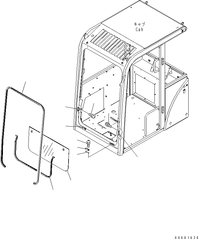 Схема запчастей Komatsu PC70-8 - КАБИНА (ПЕРЕДН. НИЖН. СТЕКЛА) КАБИНА ОПЕРАТОРА И СИСТЕМА УПРАВЛЕНИЯ