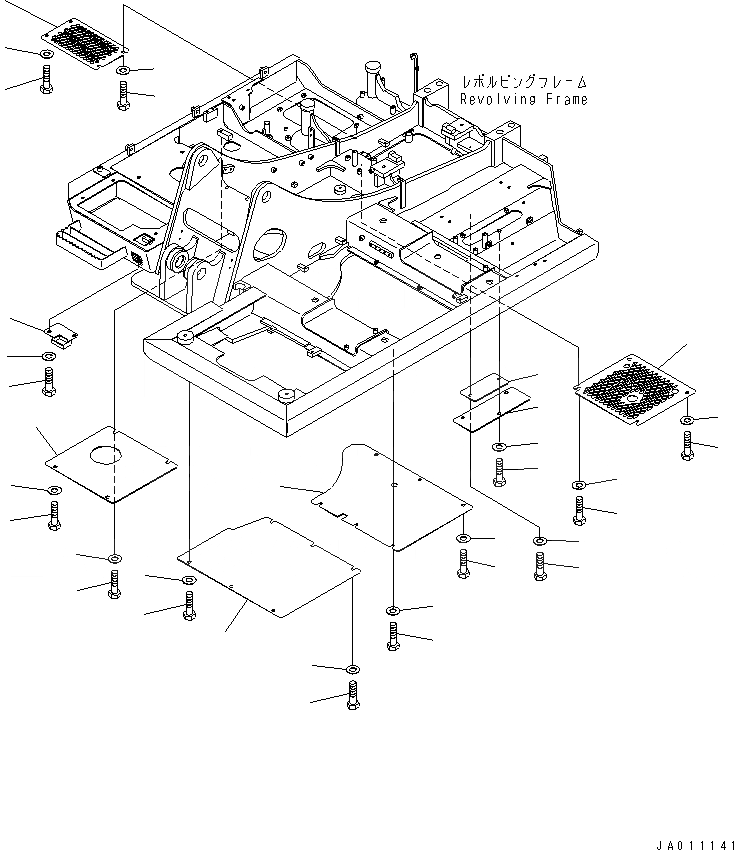 Схема запчастей Komatsu PC70-8 - НИЖН. КРЫШКА ЧАСТИ КОРПУСА