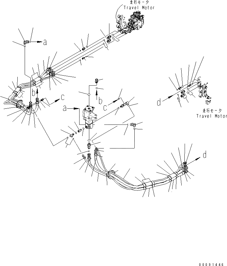 Схема запчастей Komatsu PC70-8 - НИЖН. ГИДРОЛИНИЯ (ХОД ТРУБЫ) НИЖНЯЯ ГИДРОЛИНИЯ И ЛИНИЯ ХОДА
