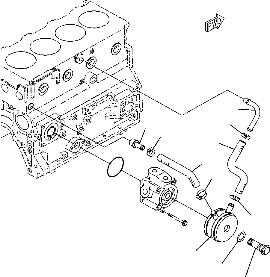 Схема запчастей Komatsu PC88MR-8 - ALC- ДВИГАТЕЛЬ МАСЛООХЛАДИТЕЛЬ ДВИГАТЕЛЬ