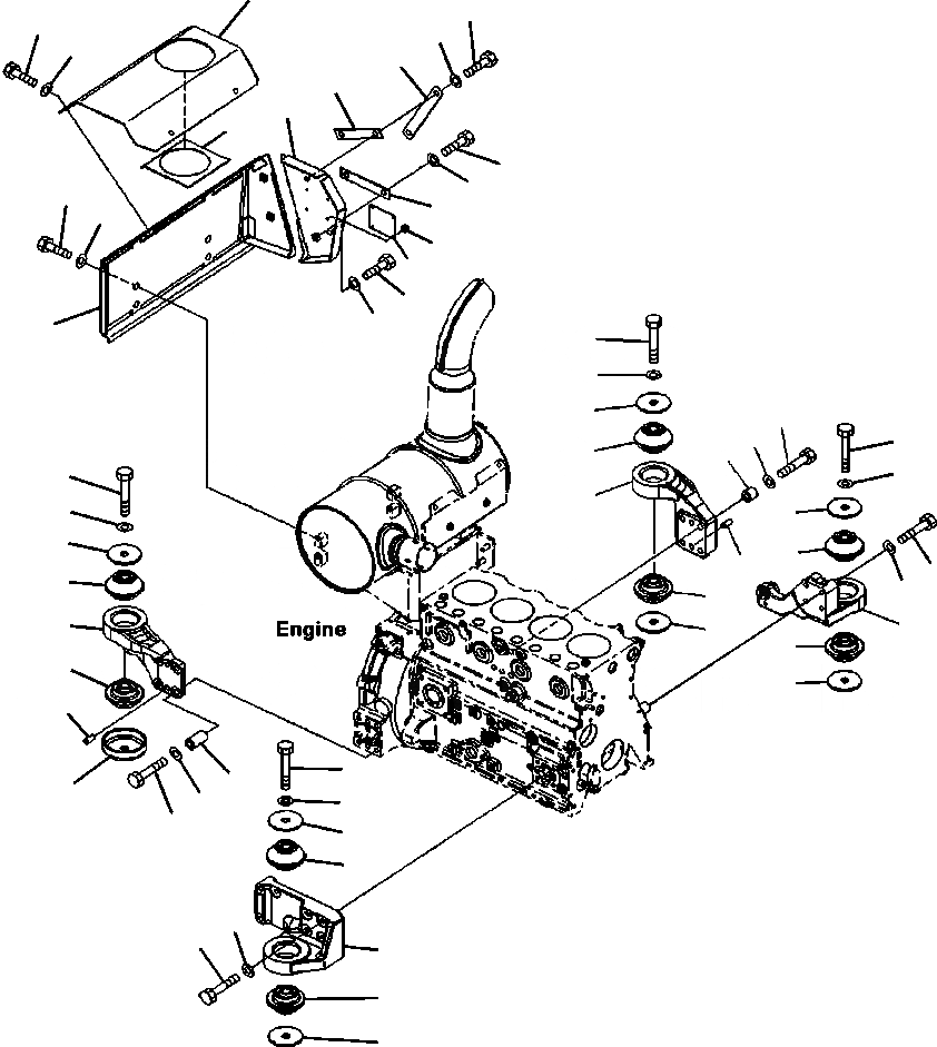 Схема запчастей Komatsu PC88MR-8 - B- КРЕПЛЕНИЕ ДВИГАТЕЛЯS КОМПОНЕНТЫ ДВИГАТЕЛЯ