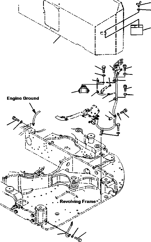 Схема запчастей Komatsu PC88MR-8 - E-8 Э/ПРОВОДКА ПЕРЕКЛЮЧАТЕЛЯ И GROUND КАБЕЛЬ ЭЛЕКТРИКА