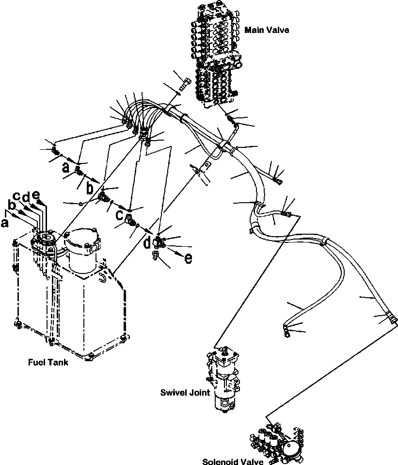 Схема запчастей Komatsu PC88MR-8 - H- ГИДРОЛИНИЯ ДРЕНАЖН. КОНТУР - С ДОПОЛН. АКТУАТОРS И СТРЕЛА HOLDING КЛАПАН (/) ГИДРАВЛИКА