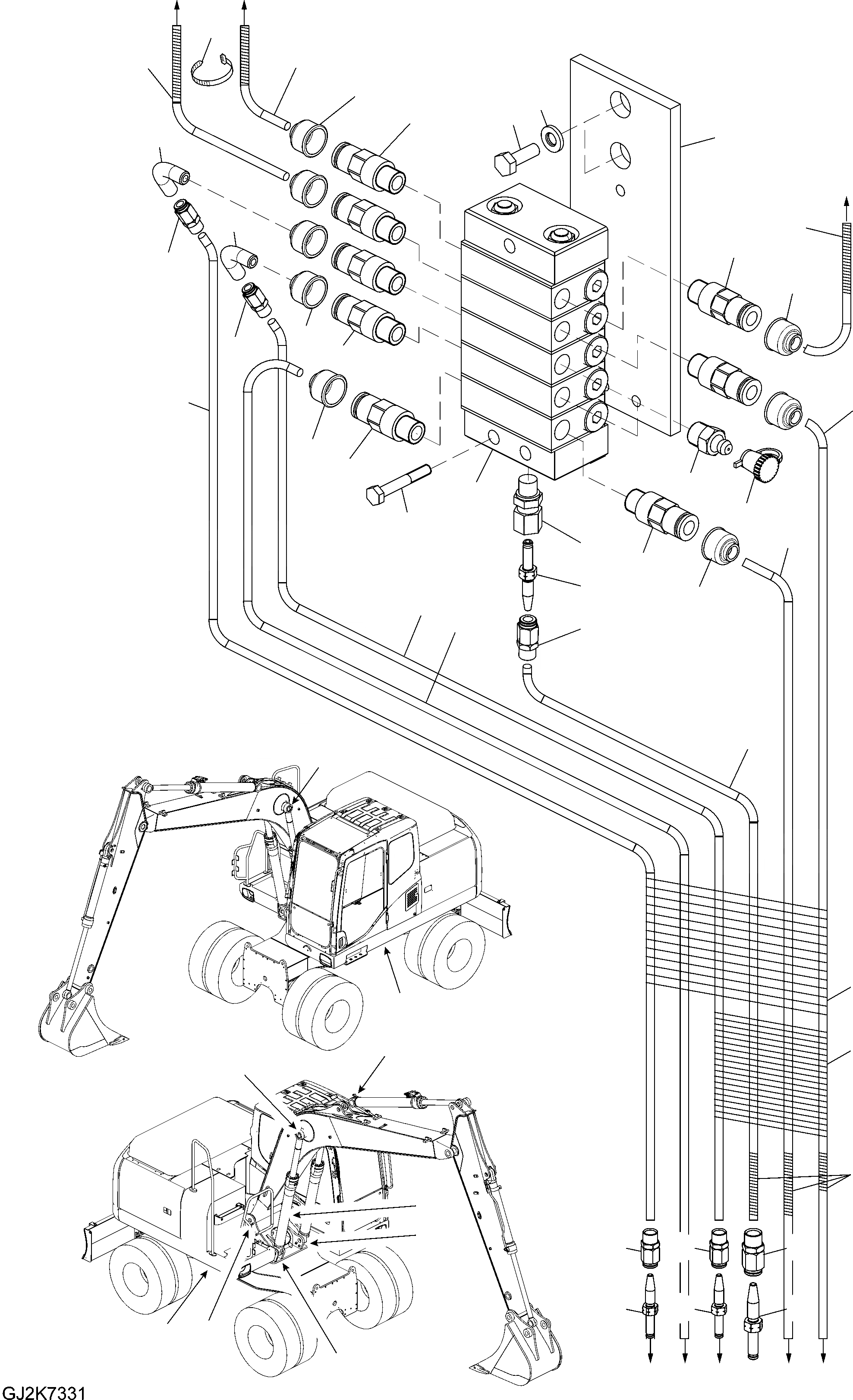 Схема запчастей Komatsu PW148-8 - СТРЕЛА ФИДЕР (ONE-ЧАСТИ СТРЕЛА) - CENTRAL СМАЗКА (STD) Y ОСНОВН. КОМПОНЕНТЫ И РЕМКОМПЛЕКТЫ