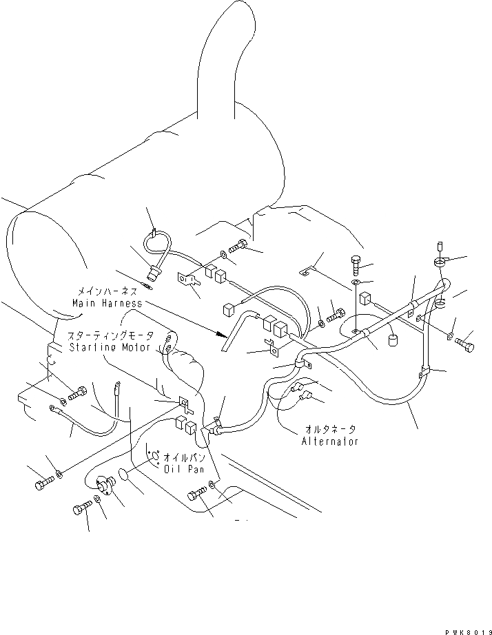 Схема запчастей Komatsu PW150ES-6K - ДВИГАТЕЛЬ ЭЛЕКТР. (WIRE Э/ПРОВОДКА)(№K-K) КОМПОНЕНТЫ ДВИГАТЕЛЯ