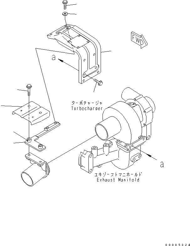 Схема запчастей Komatsu PW150ES-6K - TURBO COVER(№K-) КОМПОНЕНТЫ ДВИГАТЕЛЯ