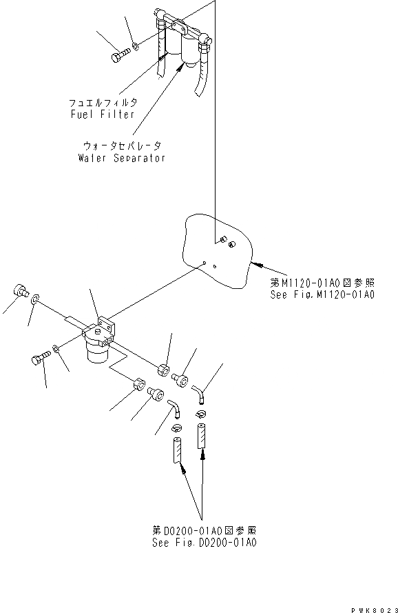 Схема запчастей Komatsu PW150ES-6K - ВОДООТДЕЛИТЕЛЬ ТОПЛИВН. БАК. AND КОМПОНЕНТЫ