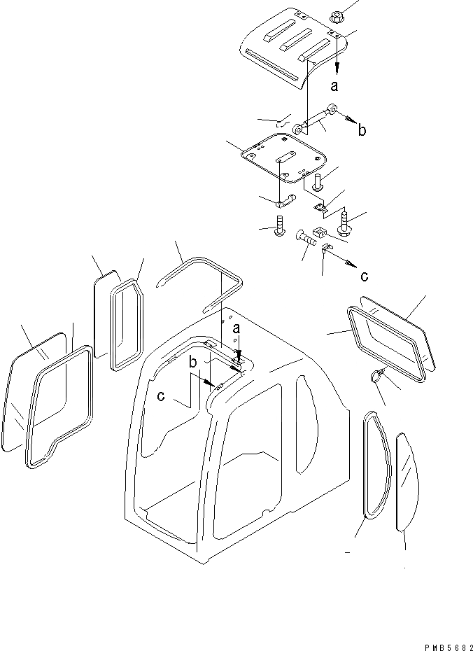 Схема запчастей Komatsu PW150ES-6K - КАБИНА (/7) (ОКНА И ВЕНТИЛЯТОР В КРЫШЕ) КАБИНА ОПЕРАТОРА И СИСТЕМА УПРАВЛЕНИЯ