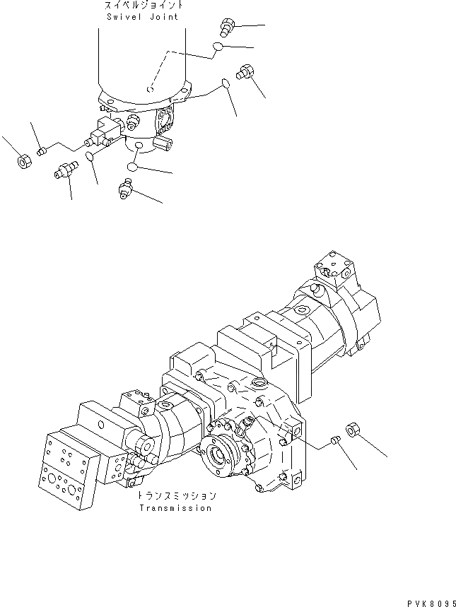 Схема запчастей Komatsu PW150ES-6K - ХОДОВАЯ БЕЗ НАВЕСН. ОБОРУД НИЖНЯЯ ГИДРОЛИНИЯ И ЛИНИЯ ХОДА