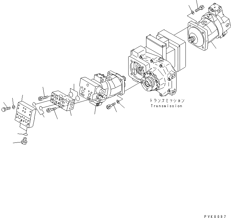 Схема запчастей Komatsu PW150ES-6K - МОТОР ХОДА (КРЕПЛЕНИЕ) (- KPH) НИЖНЯЯ ГИДРОЛИНИЯ И ЛИНИЯ ХОДА