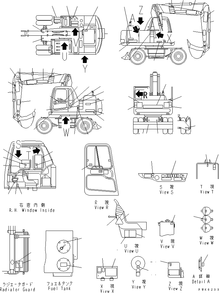 Схема запчастей Komatsu PW150ES-6K - МАРКИРОВКА (ИТАЛИЯ)(№K-K) МАРКИРОВКА