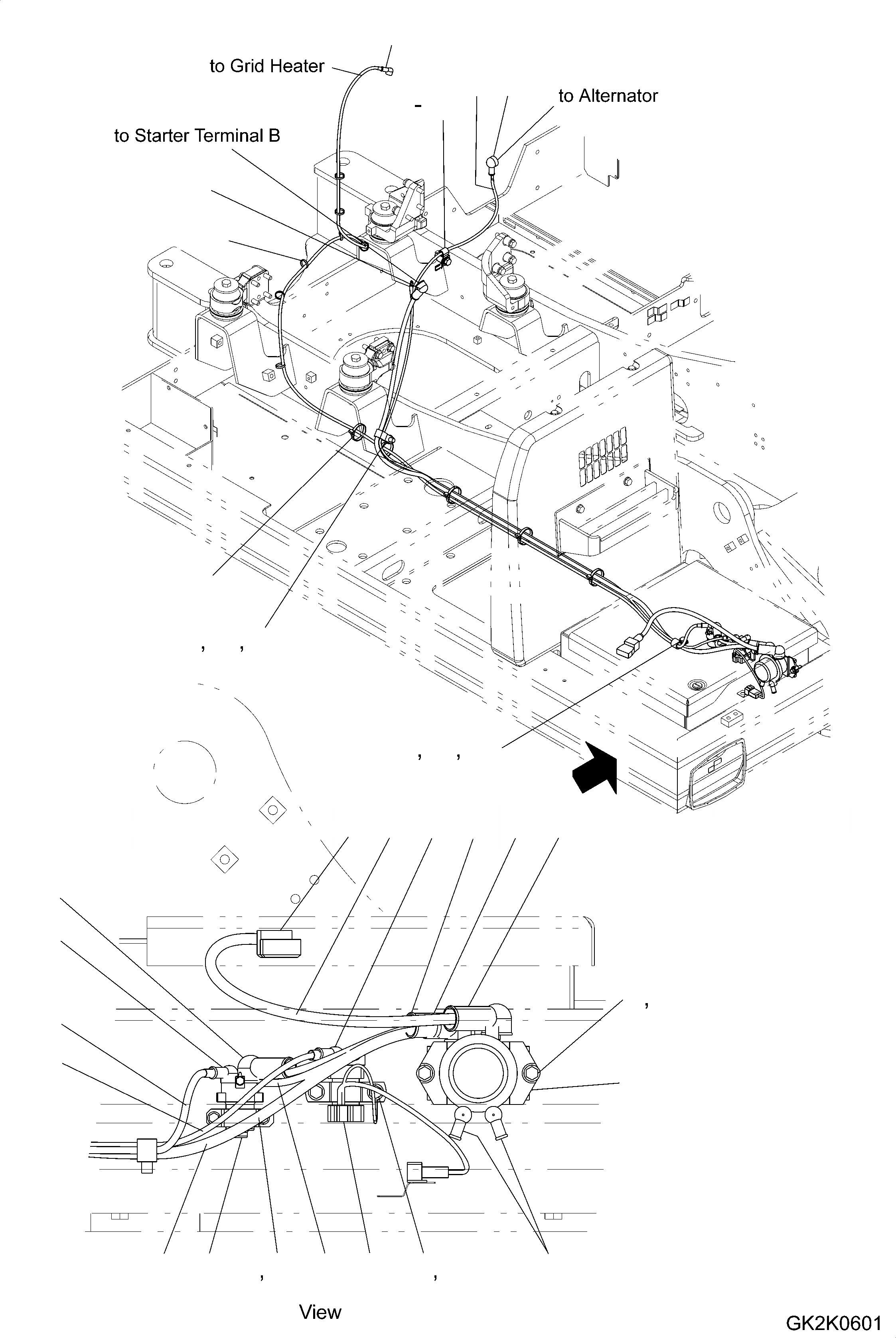 Схема запчастей Komatsu PW160-8 - ПРОВОДКА, STARTER ПРОВОДКА