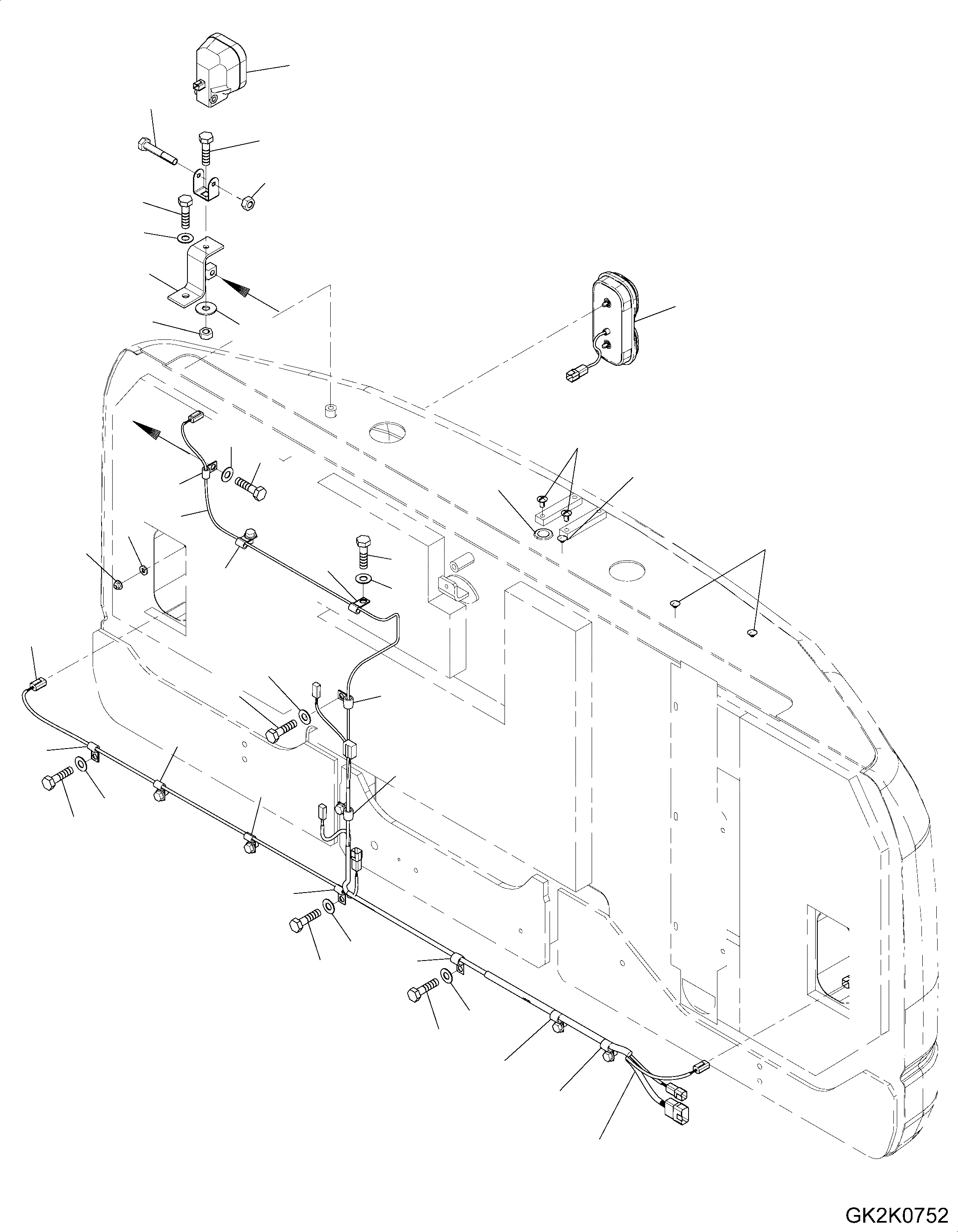 Схема запчастей Komatsu PW160-8 - ПРОВОДКА, ЗАДН. РАБОЧ. ОСВЕЩЕНИЕ И ЗАДН. ОСВЕЩЕНИЕ ПРОВОДКА