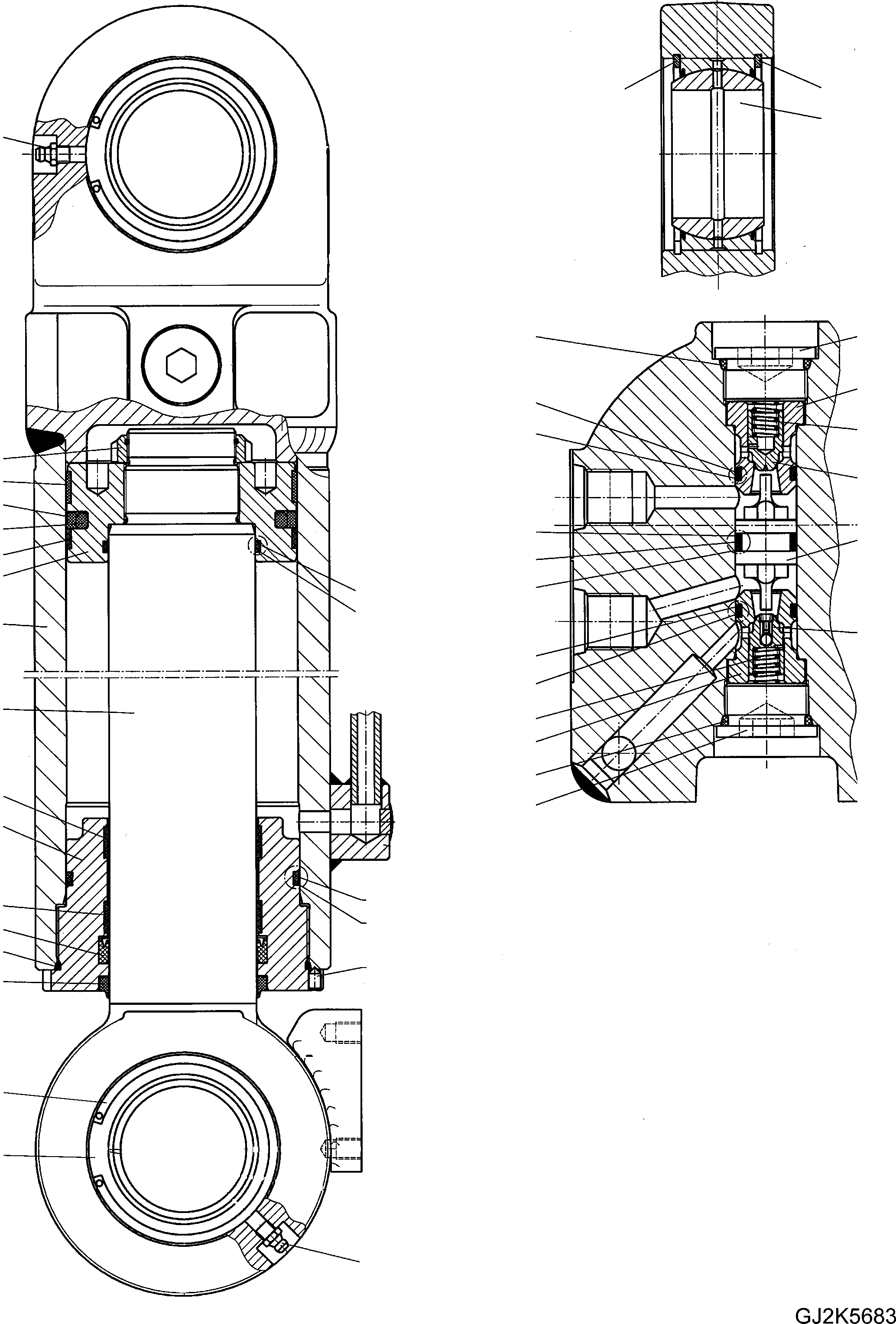 Схема запчастей Komatsu PW160-8 - ПЕРЕДН. ОПОРА, ЦИЛИНДР ВНУТР. ЧАСТИ ПЕРЕДН. ОПОРА