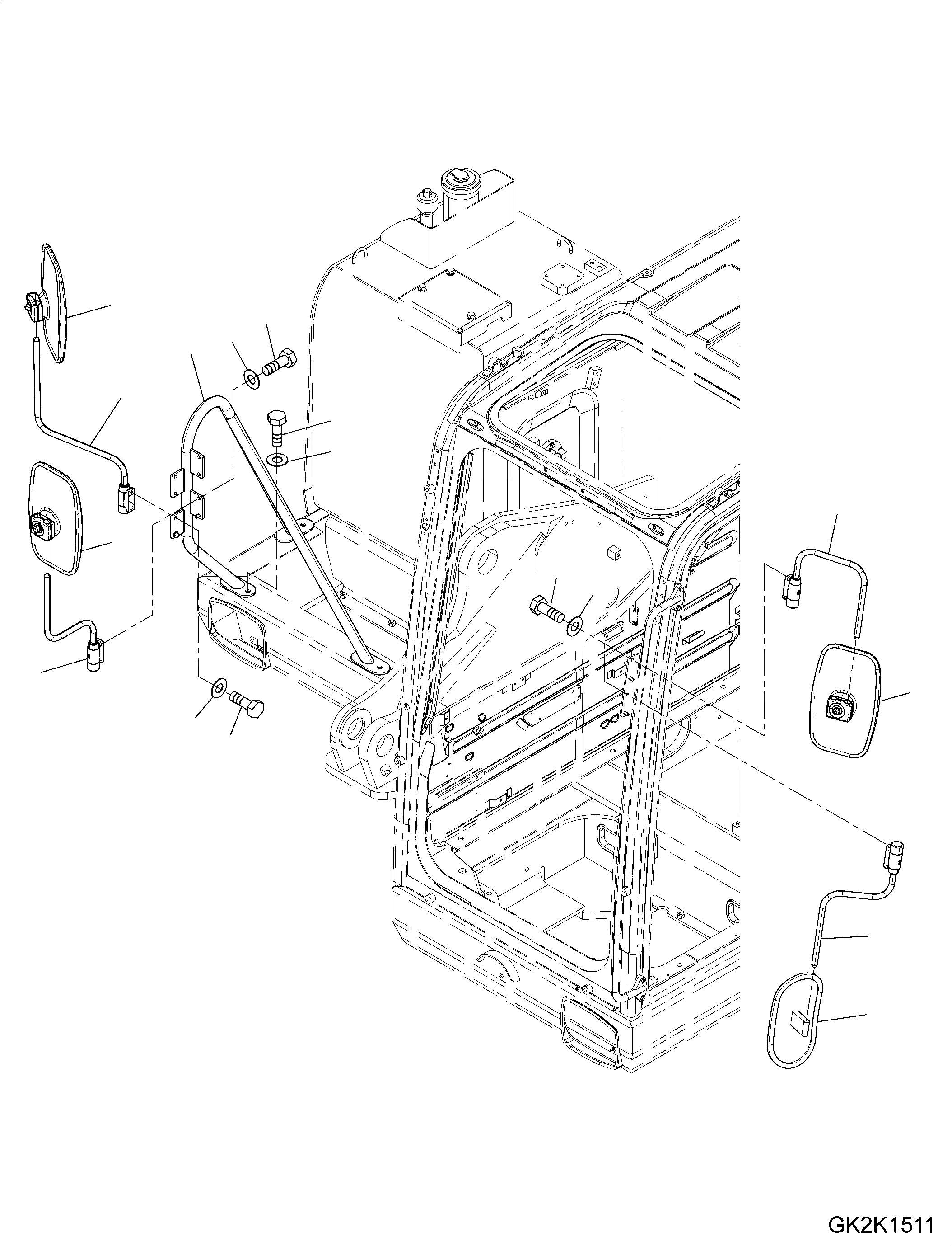 Схема запчастей Komatsu PW180-10 - MIRROR, КАБИНА MIRROR, КАБИНА