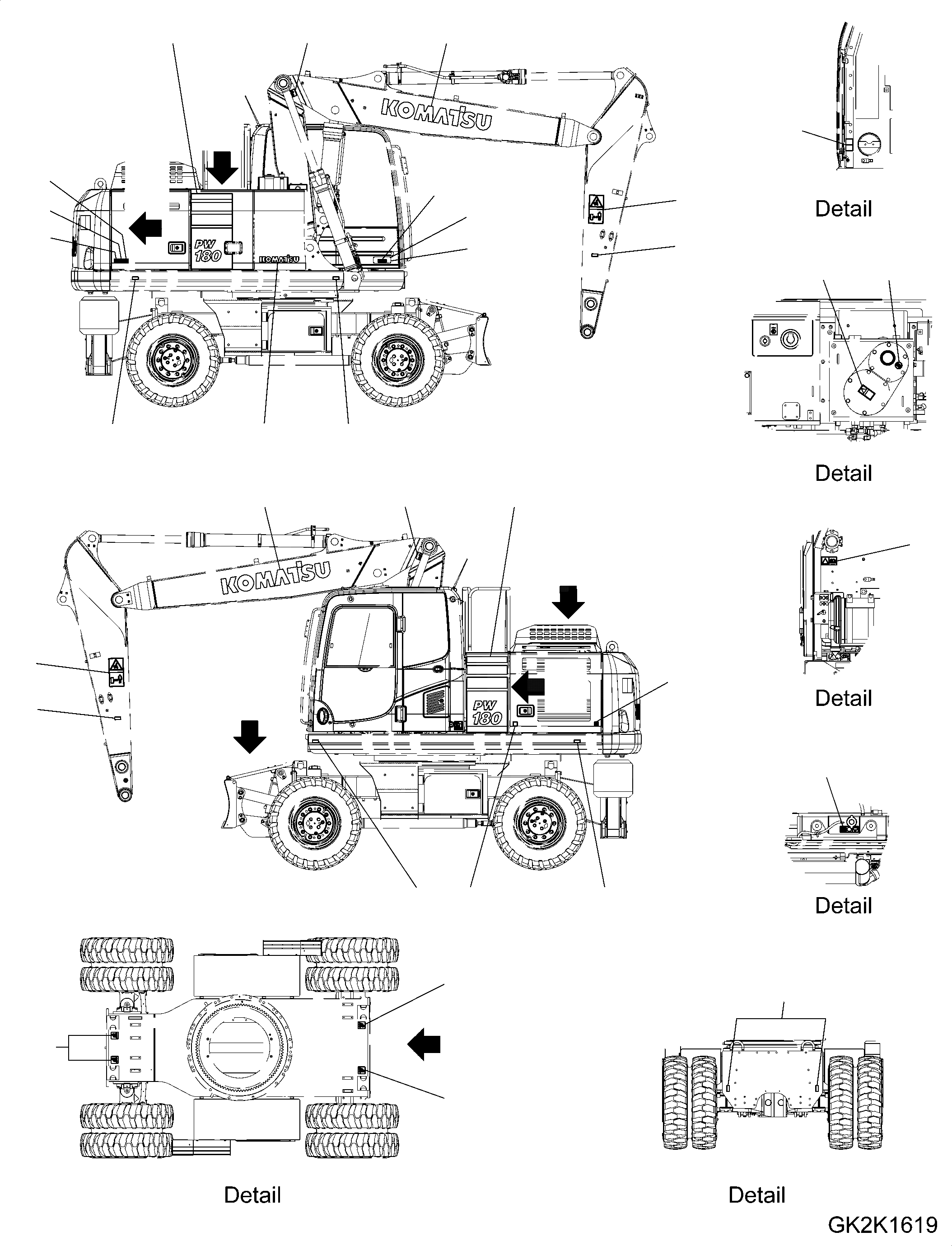 Схема запчастей Komatsu PW180-10 - МАРКИРОВКА (/) МАРКИРОВКА