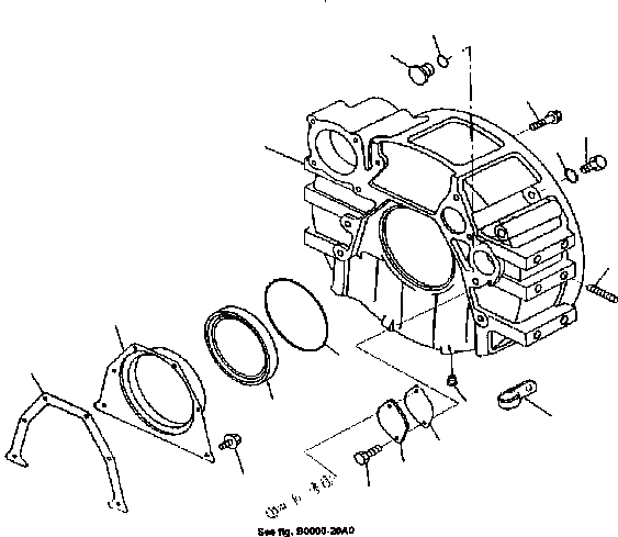 Схема запчастей Komatsu S6D102E1 - FLYWHELL КОЖУХ ДВИГАТЕЛЬ